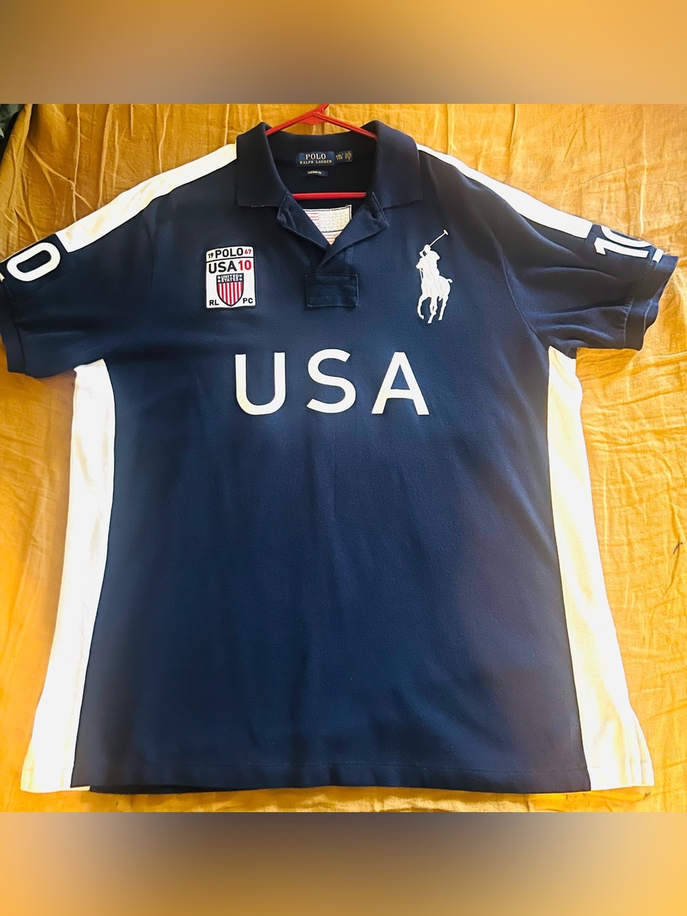 Ralph Lauren Navy and White USA Polo Shirt